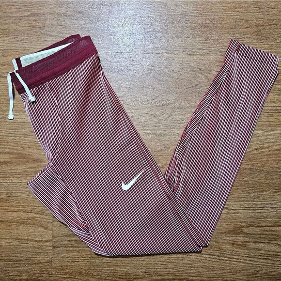 Nike Pro Elite USA Running Compression Tight Pants Medium M Red White Ankle Zips